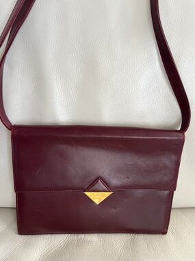 Celine Bordeaux Leather Crossbody Bag
